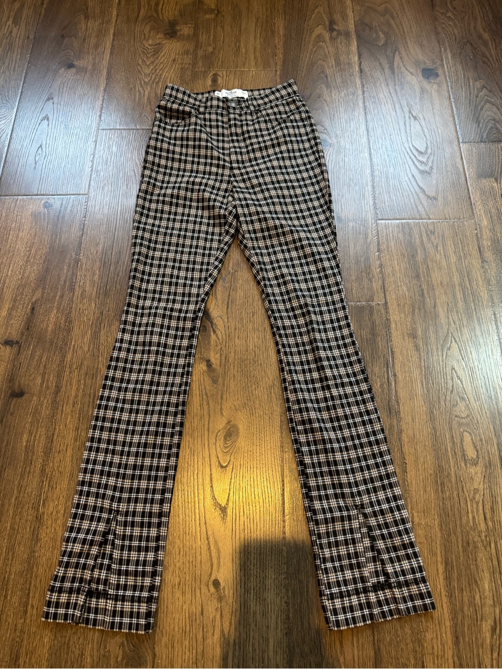 Hollister‎ Black and White Plaid Boot Cut Pants